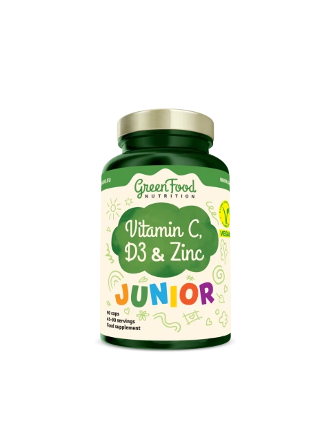 GreenFood Junior Vitamín C, D a Zinek 90 kapslí