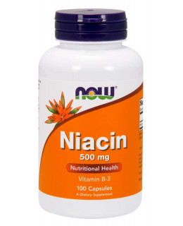 NOW Niacin (Vitamín B3), 500 mg, 100 kapslí