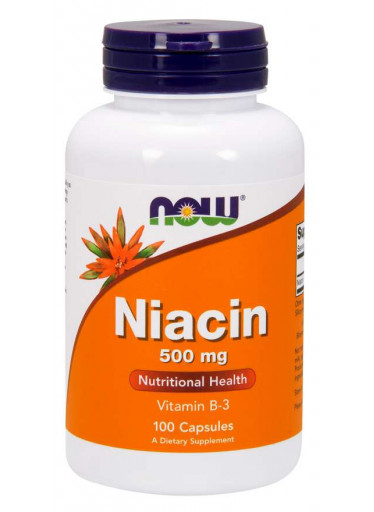 NOW Niacin (Vitamín B3), 500 mg, 100 kapslí