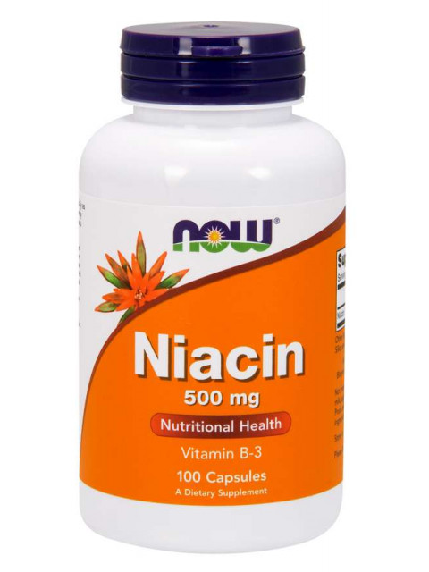 NOW Niacin (Vitamín B3), 500 mg, 100 kapslí