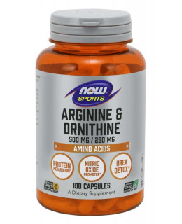 NOW Arginine & Ornithine 500 mg / 250 mg, 250 kapslí