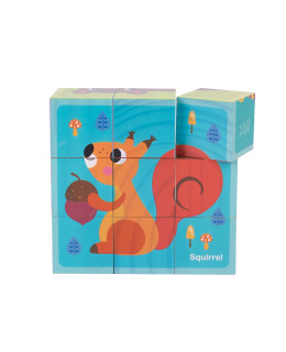 TookyToy Dřevěné kostky se zvířátky