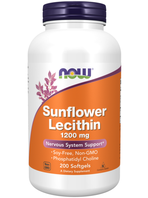 NOW Sunflower Lecithin (slunečnicový lecitin), 1200 mg, 200 softgelových kapslí