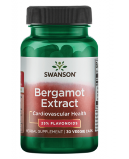 Swanson Bergamot Extract with BERGAVIT, 500 mg, 30 rostlinných kapslí