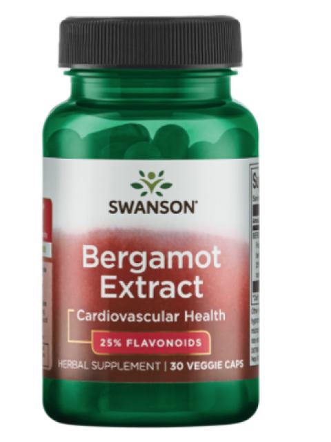 Swanson Bergamot Extract with BERGAVIT, 500 mg, 30 rostlinných kapslí