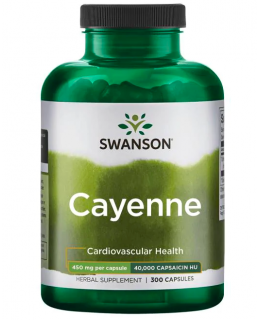 Swanson Cayenne (Kajenský pepř), 450 mg, 300 kapslí