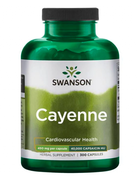 Swanson Cayenne (Kajenský pepř), 450 mg, 300 kapslí