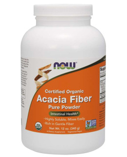 NOW Acacia Fiber Organic Powder (Akácie, vláknina, prebiotikum), 340 g