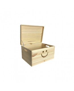 ČistéDřevo Dřevěný box s úsměvem 40 x 30 x 23 cm s víkem