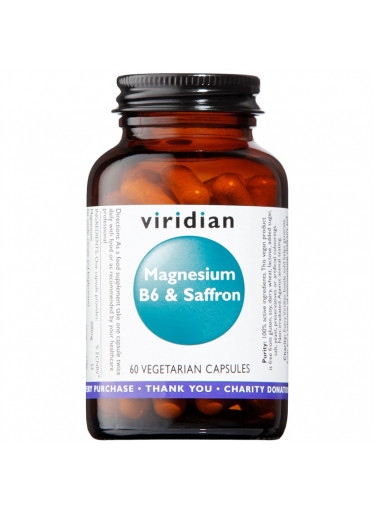 Viridian Magnesium B6 and Saffron (Hořčík, vitamín B6 a šafrán), 60 kapslí