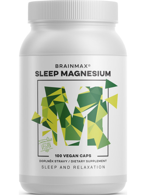 BrainMax Sleep Magnesium, 320 mg, 100 kapslí (Hořčík, GABA, L-theanin, Vitamín B6, šťáva z višně)