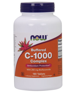 NOW Buffered Vitamin C-1000 Komplex s 250mg bioflavonoidů, PH neutrální Vitamín C, 180 tablet