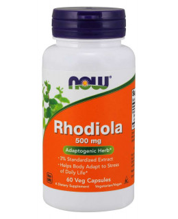NOW Rhodiola rosea (Rozchodnice růžová), 500 mg, 60 rostlinných kapslí