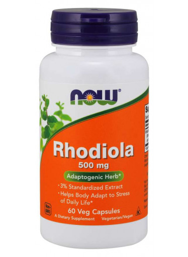 NOW Rhodiola rosea (Rozchodnice růžová), 500 mg, 60 rostlinných kapslí