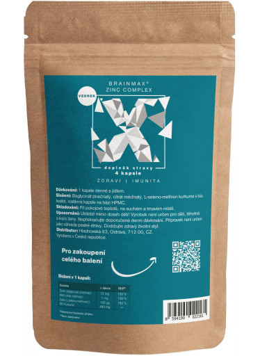 BrainMax Zinc Complex, Zinek, Selen, Měď a Kurkuma, vzorek 4 kapsle