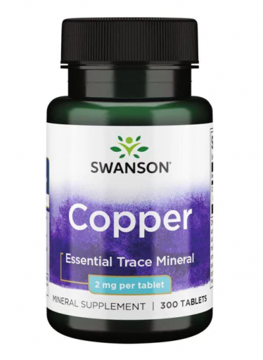 Swanson Copper (měď) 2 mg, 300 tablet