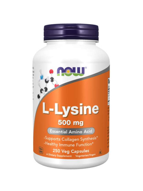 Now L-Lysine (L-lysin), 500 mg, 250 rostlinných kapslí
