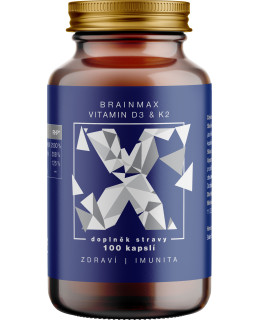 BrainMax Vitamin D3 & K2, 5000 IU / K2 jako MK7 150 mcg, 100 kapslí 