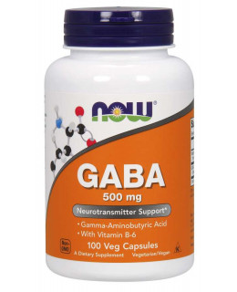 NOW GABA (kyselina gama-aminomáselná) 500 mg + 2mg Vitamín B6, 100 kapslí
