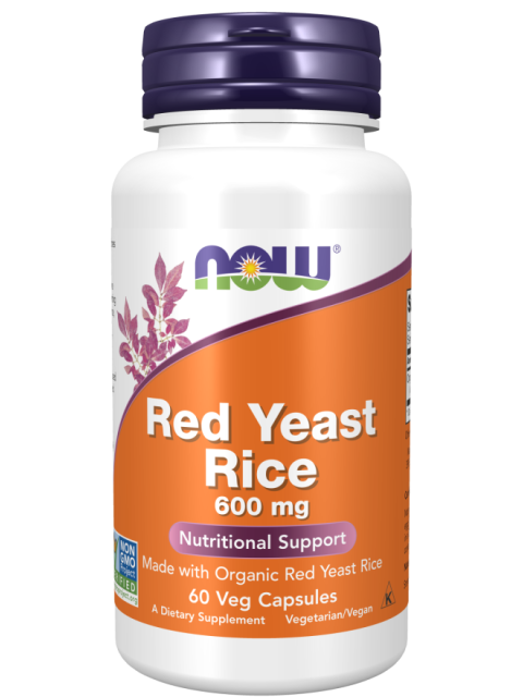 NOW Red Yeast Rice (Červená kvasnicová rýže, extrakt) 600 mg, 60 rostlinných kapslí