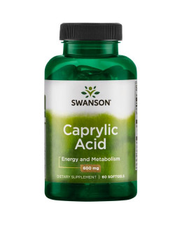 Swanson Caprylic Acid (Kyselina kaprylová), 600 mg, 60 kapslí