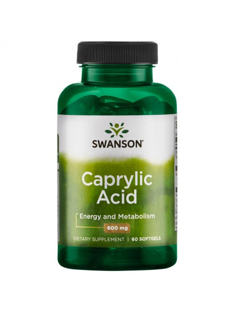 Swanson Caprylic Acid (Kyselina kaprylová), 600 mg, 60 kapslí