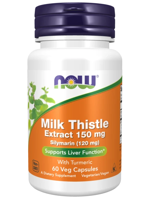 NOW Milk Thistle Extract, Ostropestřec mariánský extrakt, 150 mg, 60 rostlinných kapslí