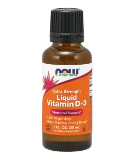 NOW Tekutý vitamin D3 Extra silný, 1000 IU v 1 kapce, cca 1071 dávek, 30 ml
