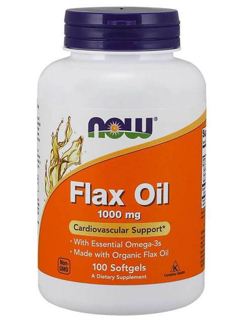 NOW Flax oil, Lněný olej, 1000 mg, 100 softgelových kapslí