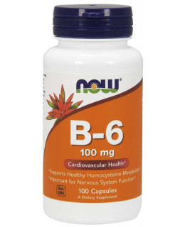 NOW Vitamin B6 Pyridoxin, 100mg, 100 kapslí