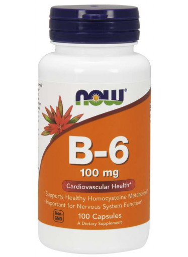 NOW Vitamin B6 Pyridoxin, 100mg, 100 kapslí