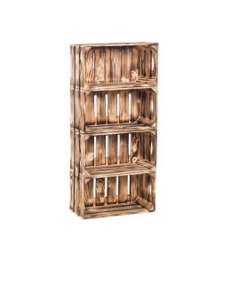 ČistéDřevo Dřevěné opálené bedýnky regál 88 x 40 x 20 cm