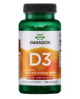 Swanson Vitamin D3 1000 IU, 250 kapslí - EXPIRACE 9/2026