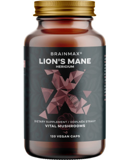 BrainMax Lion's Mane (Hericium) extrakt, 50% polysacharidů a 20% glukanů (beta-1,3/1,6 D-glukanů), 400 mg, 120 rostlinných kapslí