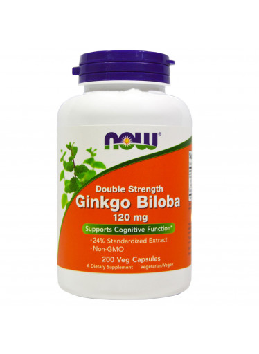NOW Ginkgo Biloba Double Strenght, 120 mg, 200 rostlinných kapslí