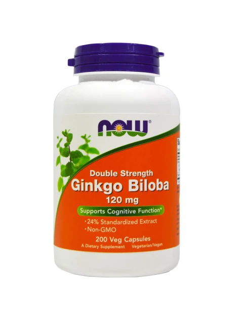 NOW Ginkgo Biloba Double Strenght, 120 mg, 200 rostlinných kapslí