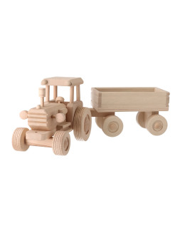 ČistéDřevo Dřevěný traktor s vlečkou