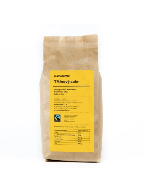 mamacoffee Fairtrade třtinový cukr Mauritius 1000 g - Zlatavě zbarvený s jemnou máslovou chutí