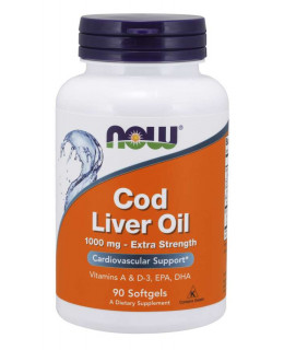 NOW Cod Liver Oil (olej z tresčích jater), 1000 mg, 90 softgel kapslí