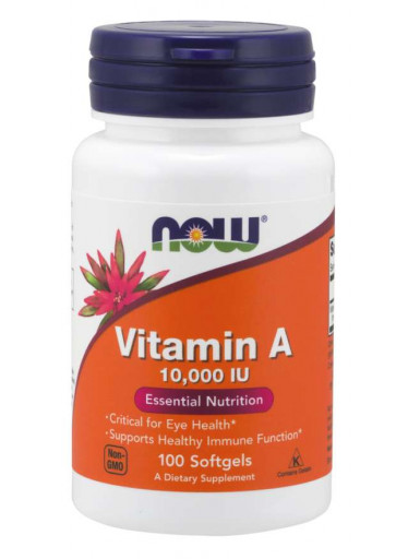 NOW Vitamin A, 10000 IU, 100 softgelových kapslí