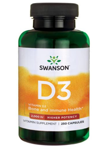 Swanson Vitamin D3, 2000 IU, Vyšší účinnost, 250 kapslí