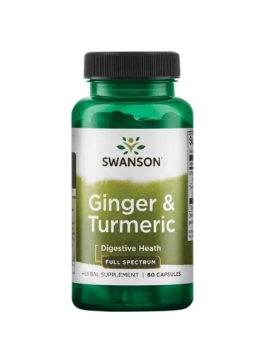 Swanson Ginger & Turmeric (zázvor + kurkuma), 60 kapslí