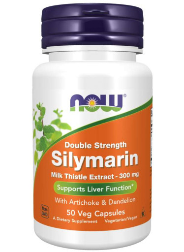 NOW Double Strength Silymarin milk thistle extract (extrakt z ostropestřce s artyčokem a pampeliškou), 300 mg, 50 rostlinných kapslí