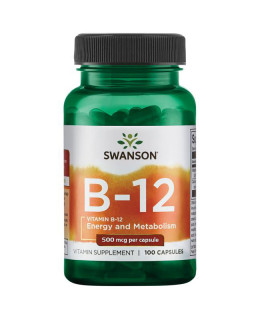 Swanson Vitamin B12, 500 mcg, 100 kapslí