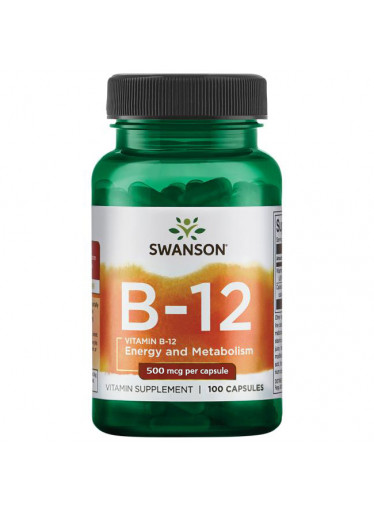 Swanson Vitamin B12, 500 mcg, 100 kapslí
