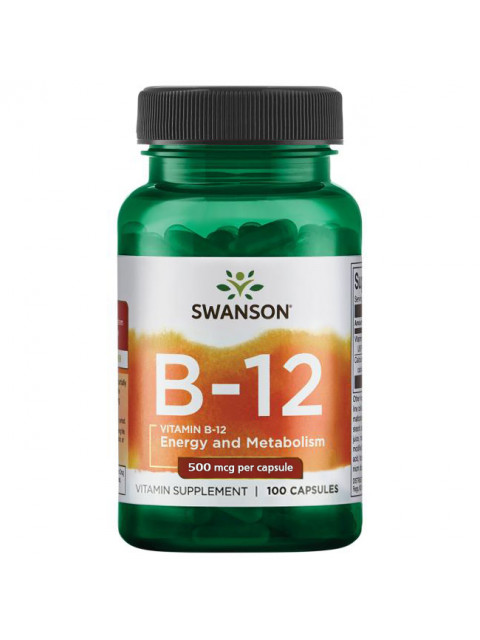 Swanson Vitamin B12, 500 mcg, 100 kapslí