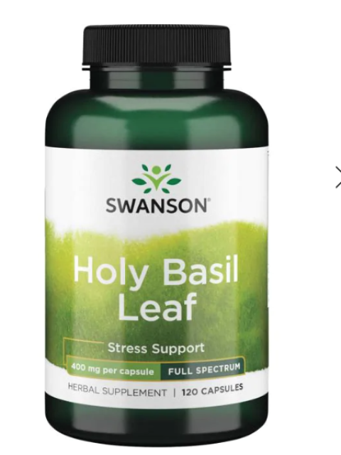 Swanson Holy Basil Leaf (Bazalka indická), 800 mg, 120 kapslí
