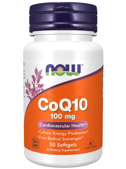 NOW CoQ10 (koenzym Q10) 100 mg, 50 softgelových kapslí