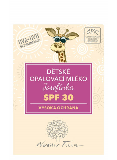 Nobilis Tilia Dětské opalovací mléko Josefínka SPF 30 3 ml - vzorek sáček