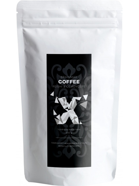 BrainMax Coffee - BIO Káva s medicinálními houbami Reishi & Cordyceps, 200g